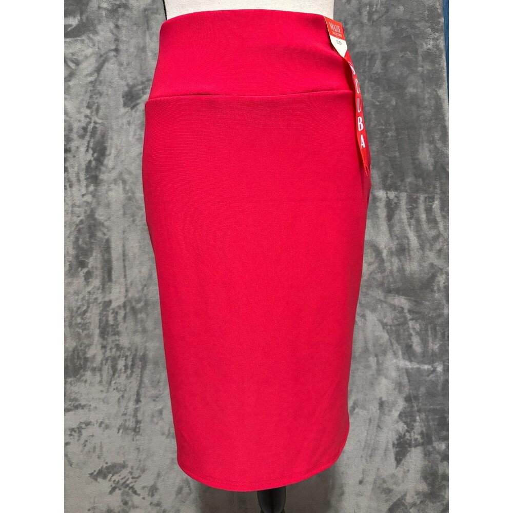 Maze Collection Red Scuba Straight Skirt Knee Length Sz Large